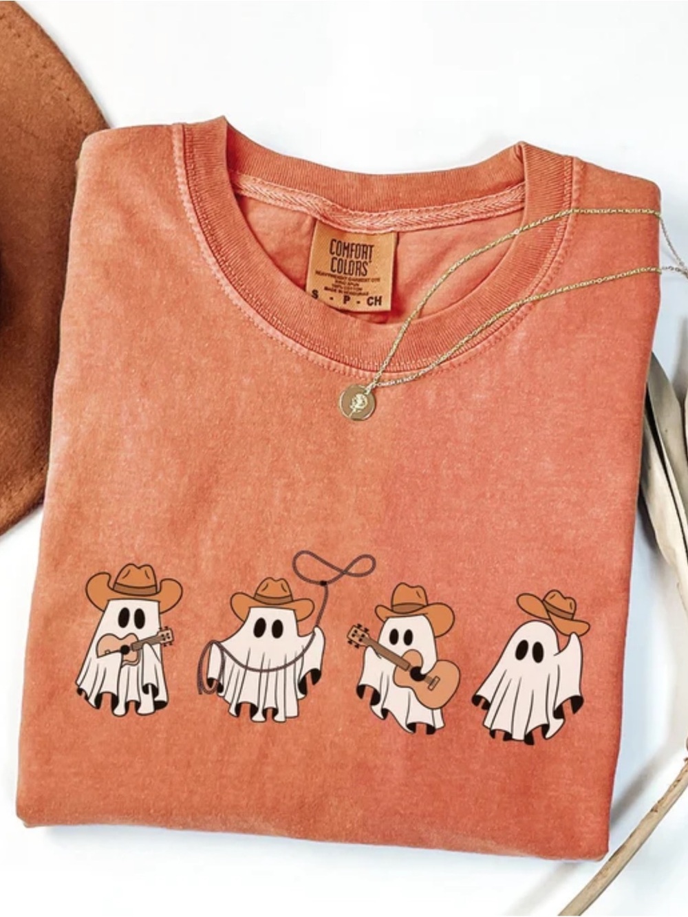 Comfort Colors Yam Women's Short Sleeve Cowboy Ghost Graphic Tee